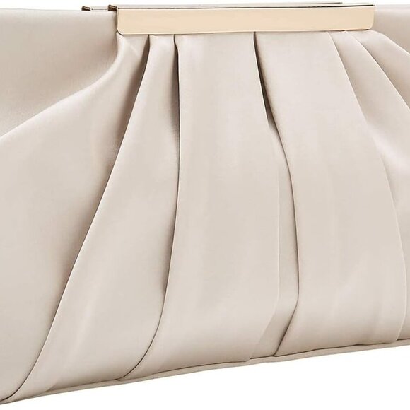 Clutch Evening Bag Elegant Pleated Satin Formal Handbag Simple Classy Purse for - Picture 1 of 7